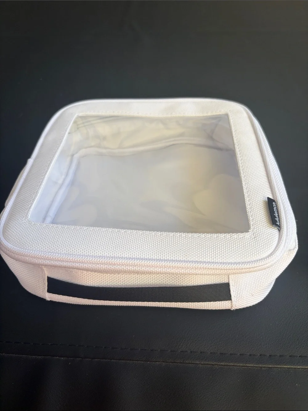 Lululemon White Travel Cube Cosmetic Case Organizer Clear Top NWOT